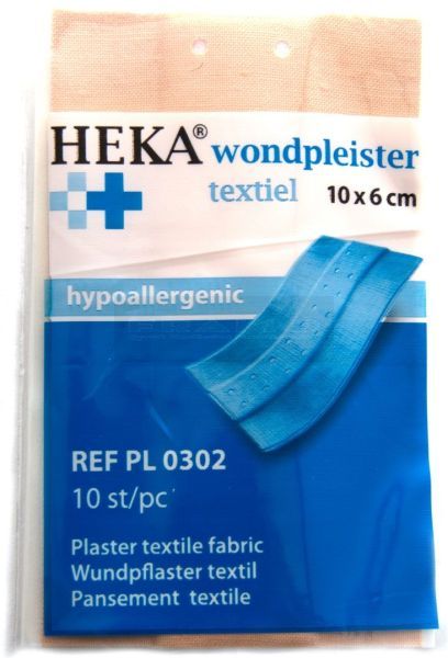 Hekaplast wondpleister textiel strips 10 cm x 6 cm à 10 stuks